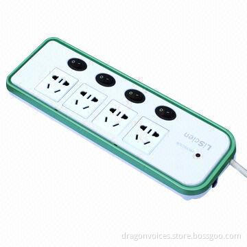 4-way power socket with overload protection and surge protection